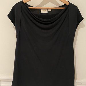 Loose scoop neck cap sleeve black top by Maeve -- XS